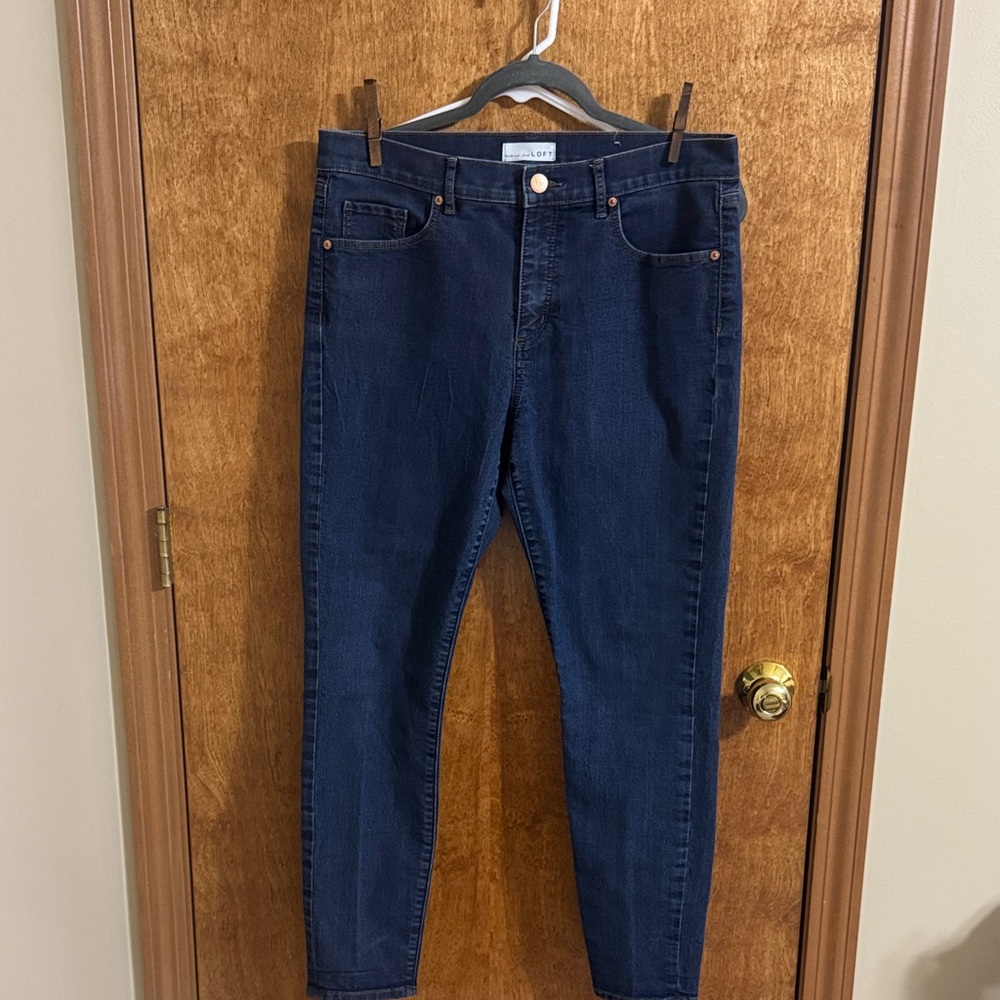 Classic Dark Blue Skinny Jeans from LOFT